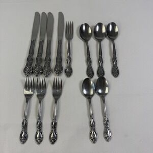 International Verona Stainless Silverware 13 Pieces Spoon Knife Fork Lot Taiwan‎
